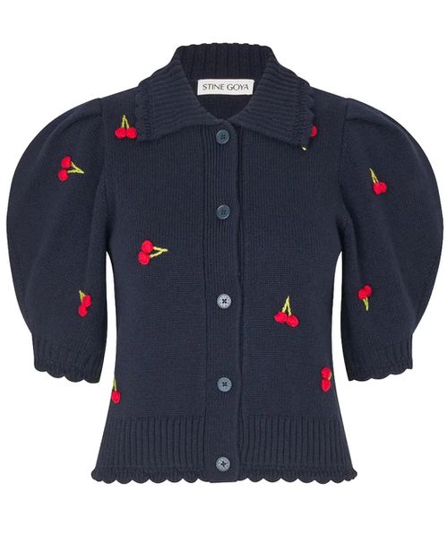 Bobble Knit Polo Cardigan