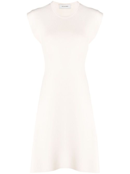 Fine-ribbed sleeveless mini dress - Neutrals