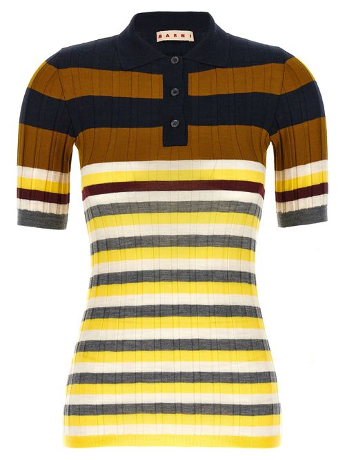 Marni - Ribbed Wool Shirt Polo Multicolor