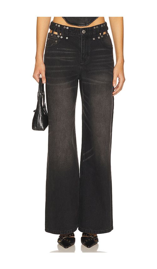 MARRKNULL Cutout Denim Trousers Jeans in Black. -  S also in