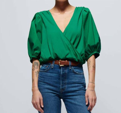 Charlene Bubble Hem Top In Verdant Green