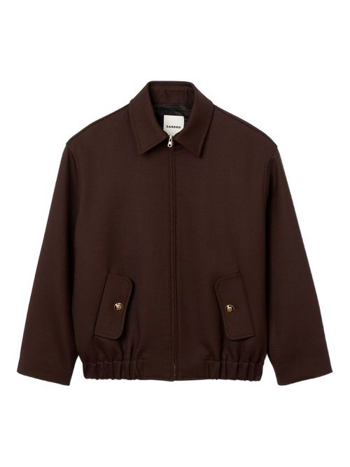Zip-fastening elasticated-hem jacket - Brown