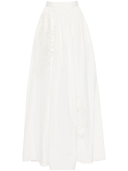 Embroidered taffeta maxi skirt - White