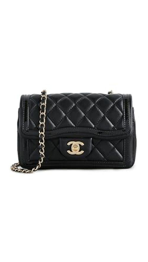 WHAT GOES AROUND COMES AROUND Women's Pre-Loved Chanel Black Lambskin Half Flap Mini Bag, Black, One Size