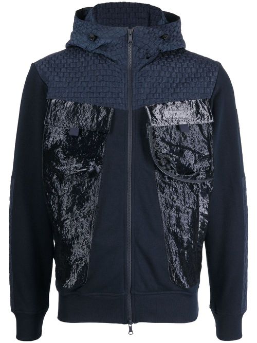 Stand-up collar hooded jacket - Blue