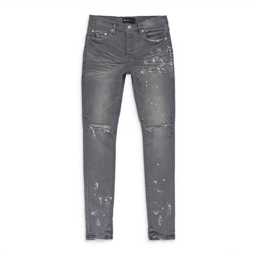 WORN KNEE SLIT GREY SKINNY JEANS