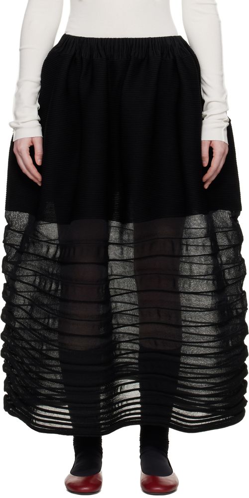 Black December Moving Knit Midi Skirt