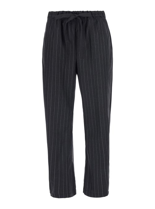 Wool-Blend Striped Trousers — Gray