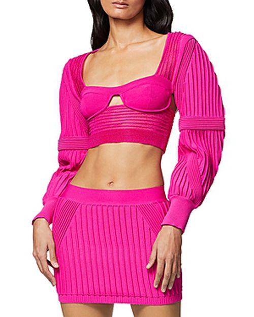 Mixed Gauge Bustier Crop Top