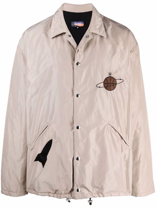 Patch-detail shirt jacket - Neutrals