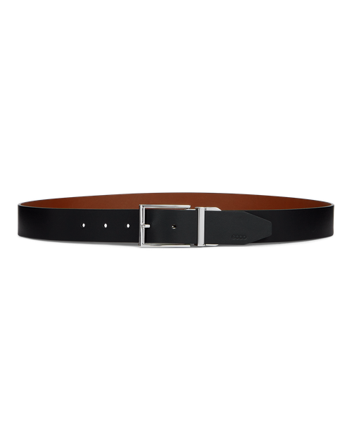 Italian - Men's Leather Reversible Belt - Black