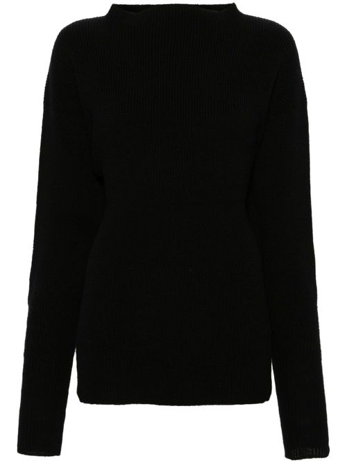 Ribbed-knit wool jumper - Black