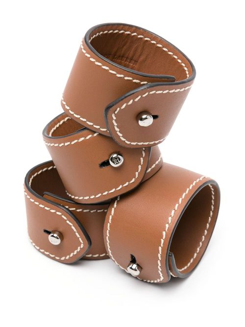 Wyatt leather napkin rings (set of four) - Brown