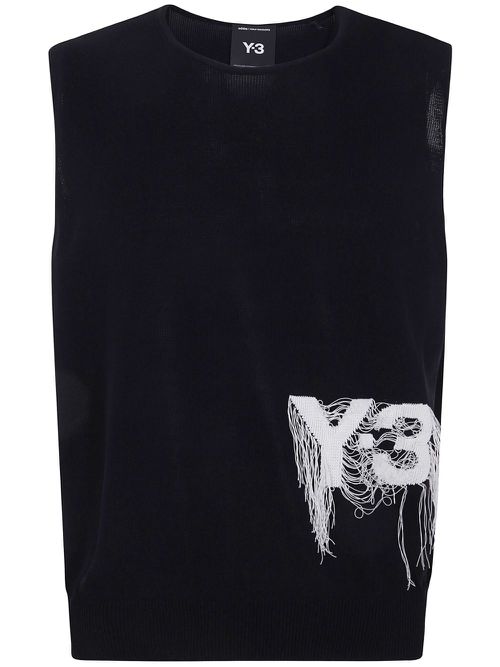 Logo-embroidered vest - BLACK