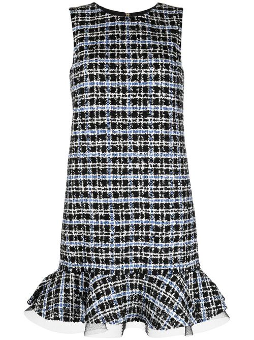 Ruffle tweed shift minidress - Black