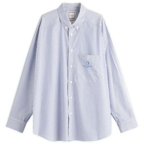 Wooyoungmi Men's Stripe Pocket Logo Shirt in Blue