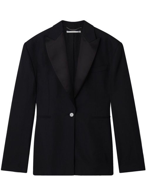 Peak-lapels organic cotton blazer - Black