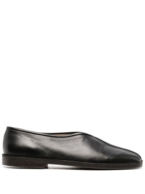 20mm square-toe piped leather loafers - Black