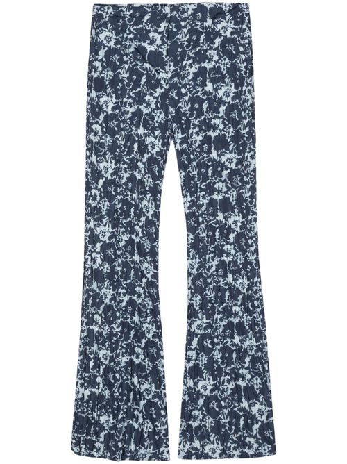 Flower Camo flared trousers - Blue