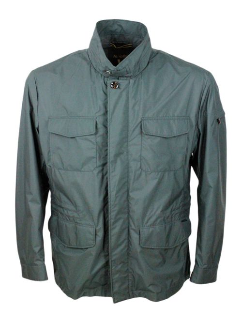Fieldsd Jacket Made Of Waterproof Technical Fabric. Patch Pockets On The Chest And Adjustable Drawstring Waist.