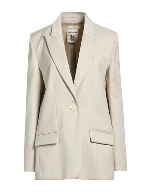 Woman Blazer Beige Size 6 Virgin Wool, Polyester, Viscose, Elastane
