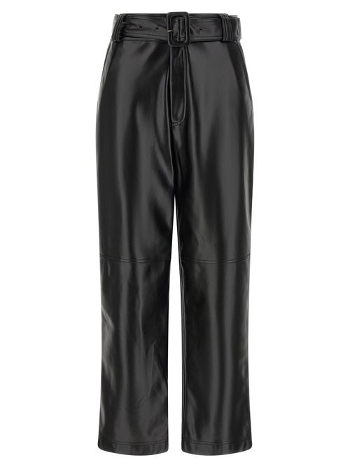 Leather-Effect Coated Trousers — Black