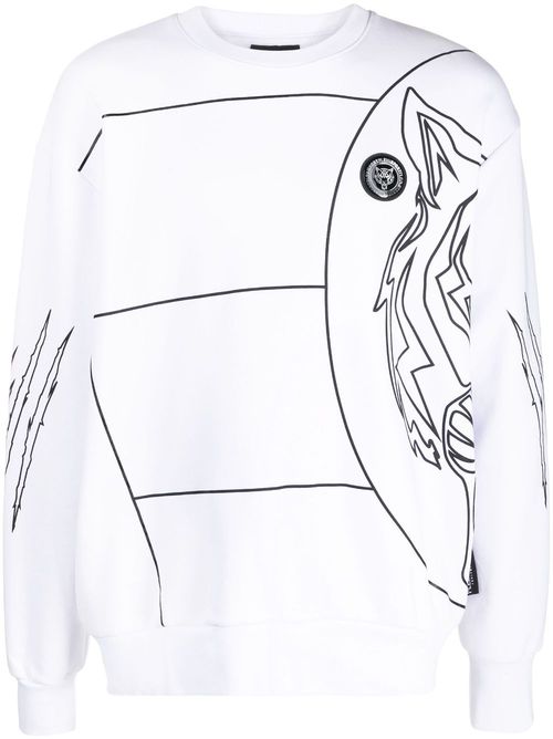 Logo tiger-print sweatshirt - White
