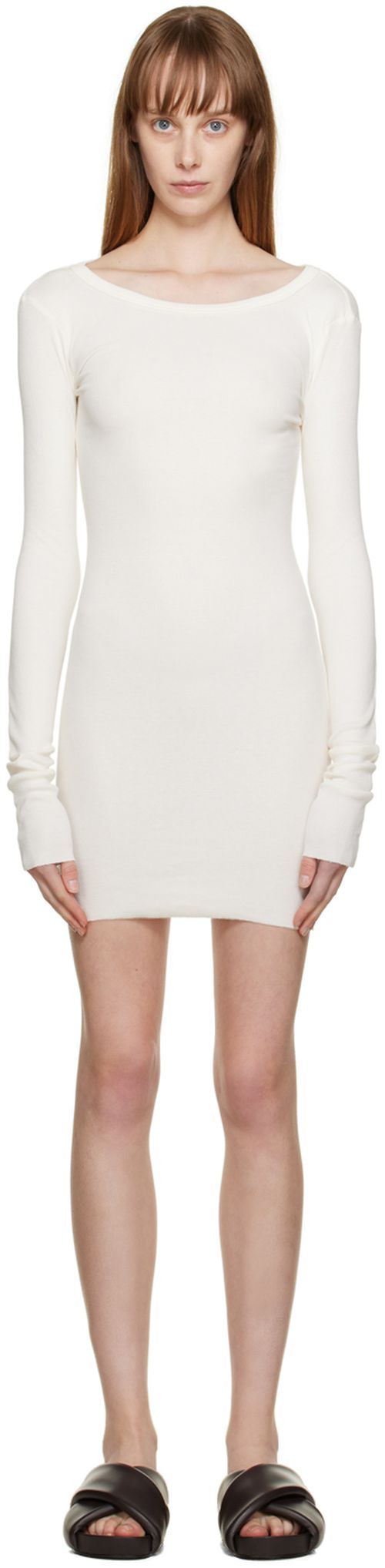 Off white crewneck mini dress