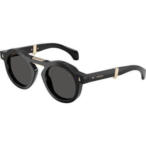 Moncler Unisex Moncler ME6019U GLISSE 300187 Gafas de sol Acetato Negro Gris Redonda Norma