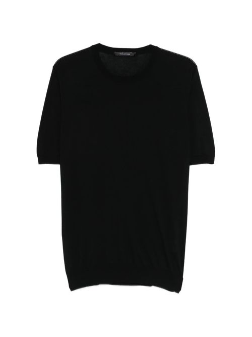 Short-Sleeved Cotton Sweater with Ribbed Edges