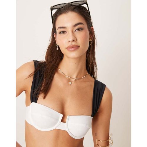 Free Society Womens contrast underwire bikini top in cream and black
