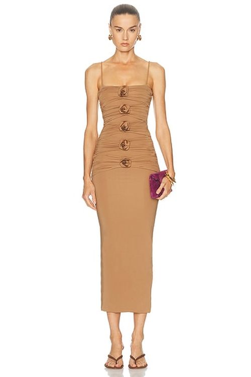 Maygel Coronel Susurro Dress in Bronze Brown - Tan. S/M also in M/L