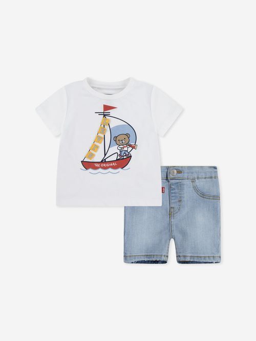Levi's Kids Wear Baby Boys 3D Sailing Denim Set in White 12 Mths