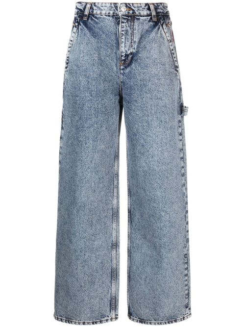 High-rise straight-leg jeans - Blue