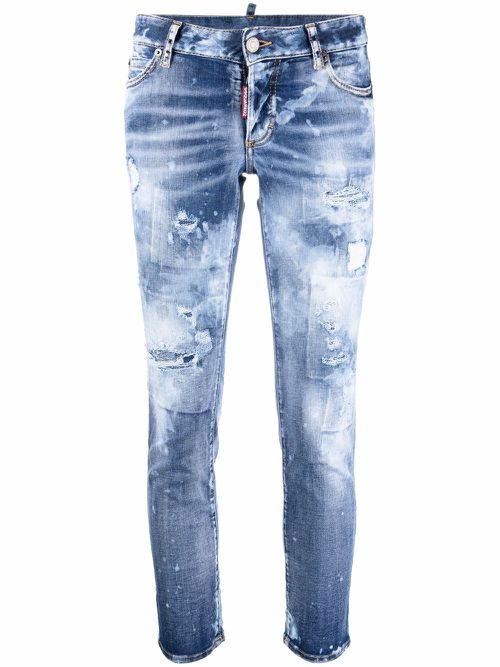Distressed cropped jeans - Blue