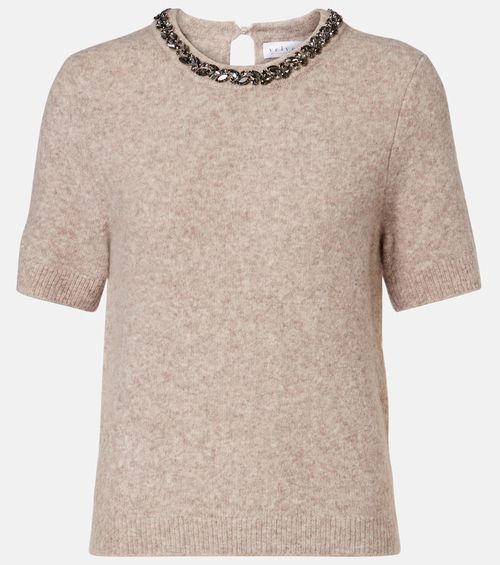 Briana embellished wool-blend top