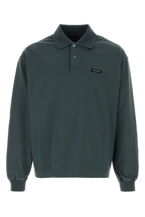 Long-Sleeve Cotton Polo Shirt — Green