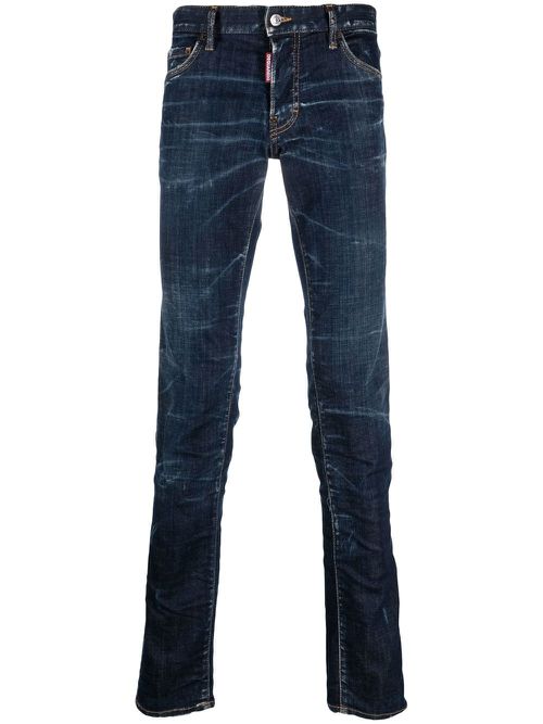 Logo-patch skinny-cut jeans - Blue