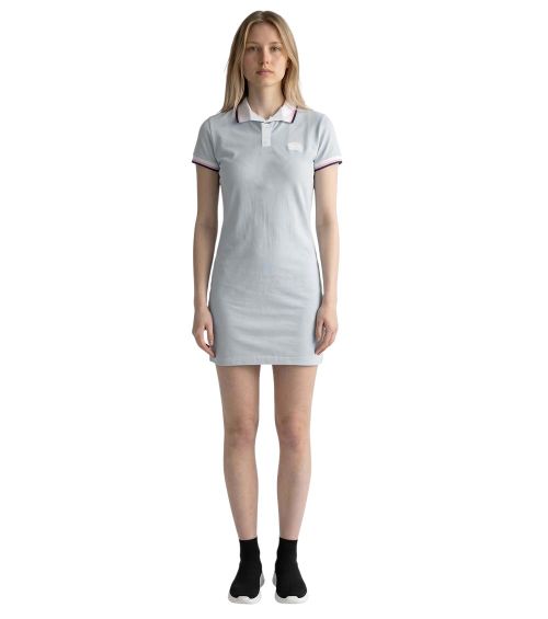 Light Blue Solid Shirt Collar Mini Dress