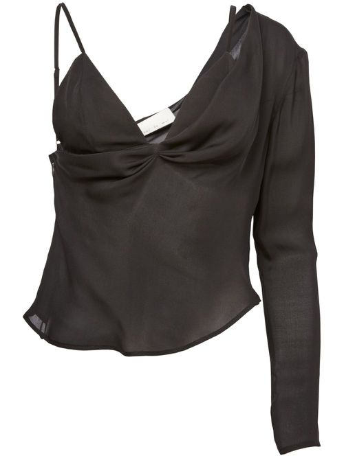 Asymmetric silk blouse - Black