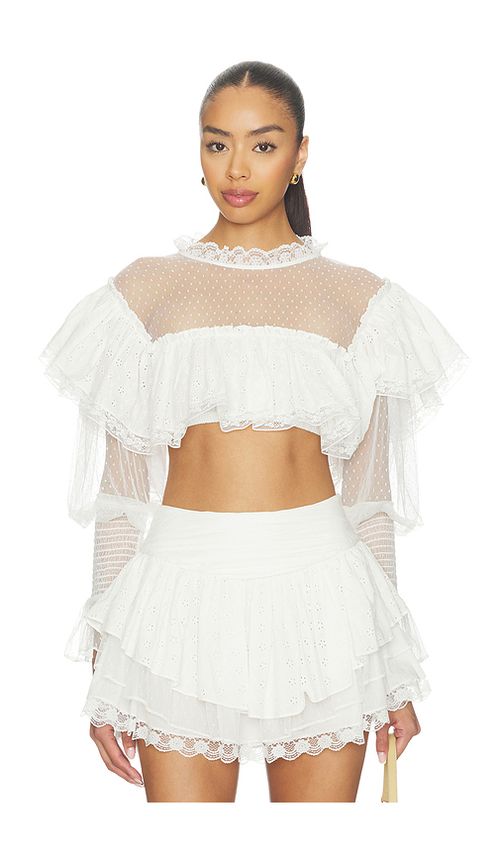 For Love & Lemons Beckett Crop Top in White. S. Also in XS