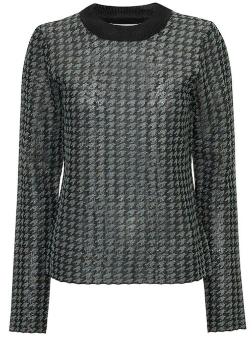 Check-pattern crew-neck top - Black