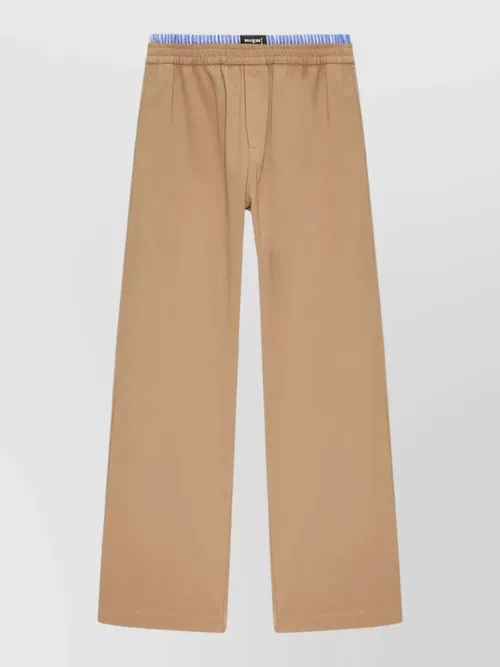 MSGM - cotton gabardine trousers double elastic waistband