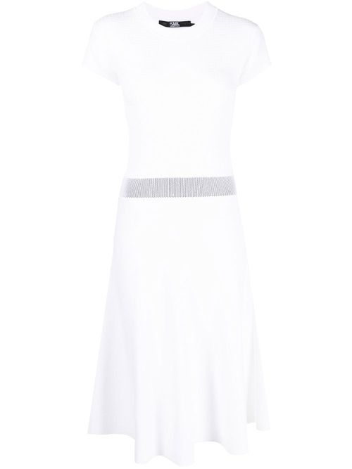 Short-sleeve knit midi dress - White