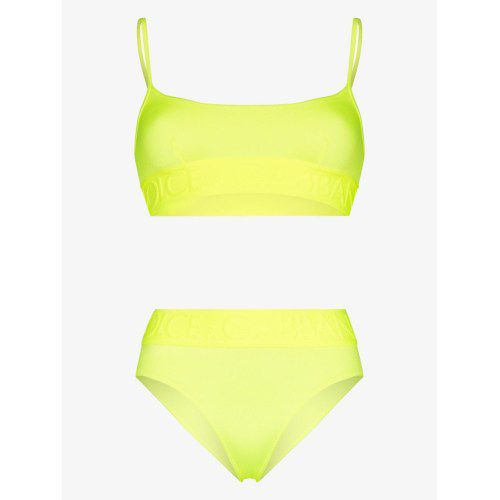 Logo-band high-rise bikini set - Yellow