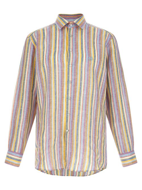 Striped Linen Shirt Shirt And Blouse Multicolor