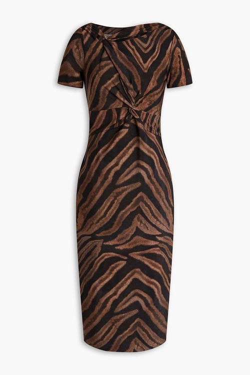 Cahetel printed twisted scuba midi dress
