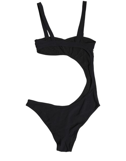 Rhinestone-Embellished Cutout Swimsuit — Black
