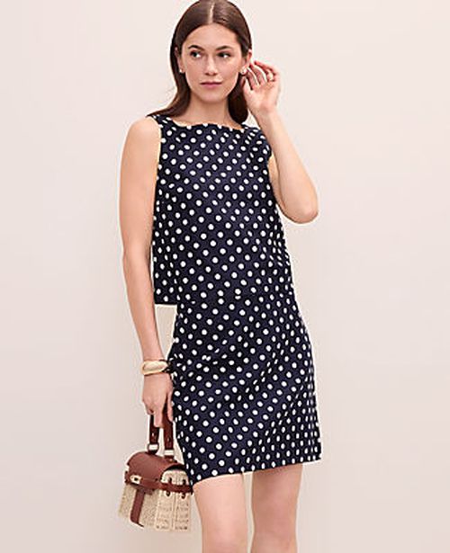 Ann Taylor Petite Polka Dot Tank Top in Linen Blend
