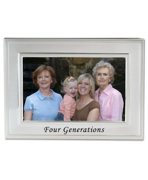 "Brushed Metal Four Generations Picture Frame - Sentiments Collection - 4"" x 6"" - Silver"